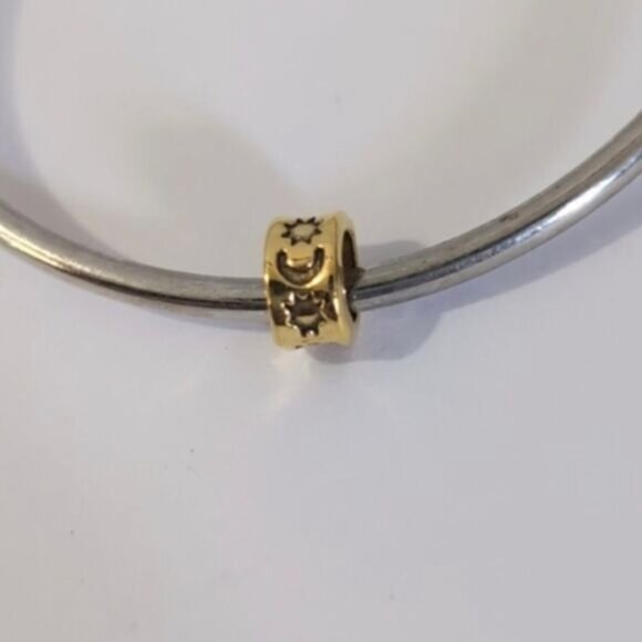 Gold Moon and Stars Spacer Charm for Pandora‎ Style Bracelet - Picture 1 of 4